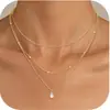Collar Cruzado Europeo y Americano Chapado en Cobre con Circonita, Collar en Capas de Forma de Gota de Moda de Lujo Ligero para Mujer