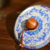 Bote de té de cerámica Ru ware azul y blanco, recipiente grande para té con forma de calabaza, recipiente sellado para té, un solo bote, estilo vintage