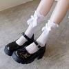 Meias de laço Lolita japonesas meias de comprimento médio para crianças JK Branco Doce Lolita Lace Fino