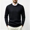 Suéter de punto grueso para hombre con patrón de rombos y trenzas, cuello redondo, para otoño e invierno, con diseño de punto texturizado, adecuado para uso casual de negocios como capa base