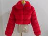 Fabricantes Europeos y Americanos de Piel Chaqueta de Piel Empalme de Piel de Zorro Sintética Chaqueta Corta de Solapa de Manga Larga Para Mujer Stock Listo Venta al por Mayor