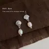 Pendientes Elegantes Franceses de Perlas de Agua Dulce para Mujer, Pendientes de Concha de Moda para Viajar, Pendientes Elegantes Retro Literarios, Gama Alta