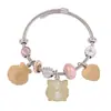 Pulsera Pokemon de Venta Caliente Europea y Americana Transfronteriza Pulsera Rosa de Cerdo Diseño de Esmalte de Aleación de Zinc Pan Joyería Encantadora Venta al por Mayor