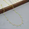 Collar Fino de Latón Pulido Dorado con Grabado y Cuentas Redondas Facetadas de Turquesa, Estilo Artístico Retro de Vacaciones de Nicho Europeo y Americano