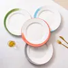 Procesamiento y Personalización de Vajilla Japonesa de Patrón de Línea Pintado a Mano de Moda, Tazones Redondos para Cena y Platos de Cerámica para Hogar, Restaurante, Hotel