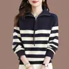 Nuevo suéter de rayas para otoño e invierno 2026 para mujer, tejido de punto suelto de manga larga, moda para mujer, top exterior elegante