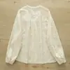 Camisa Versátil Casual Suelta de Algodón Artística y Fresca de Manga Larga para Primavera y Otoño 2026, Top Base Bordado, Chaqueta