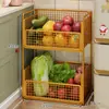 Estante para Sándwiches de Cocina Estante de Almacenamiento Multicapa Cesta de Verduras con Ruedas Carrito Multifuncional de Pie Cesta de Verduras