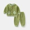 Macacão infantil com forro de fleece espesso, quente para outono e inverno, infantil, lazer, conjunto de duas peças, jaqueta, veludo austríaco esportivo, estilo coreano moderno