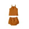 Conjunto de Duas Peças de Algodão com Top Waffle Sem Mangas + Shorts para Bebês e Crianças Pequenas Meninos e Meninas Verão 2026