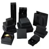 Caja de Empaque de Joyería Exclusiva Transfronteriza de Cuero Negro para Anillos, Collares, Aretes, Pulseras y Brazaletes