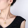 Joia Huabi Nova 2024 Fundo de Cobre Banhado a Ouro Pérola Temperamento Luxo Leve Conjunto Dourado Feminino 14-12mm Atacado