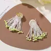 Moda Simple Coreana Borla Tubo Cuentas Flores Bordadas DIY Broche Versátil Zapatos Flor Ropa Colgantes Borlas y Cuentas Accesorios