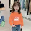Camiseta de Algodão Puro para Meninas de Manga Longa, Estilo Infantil com Gola Redonda para Primavera, Outono e Inverno, Nova Camisa Base para Roupa Externa, Top Estilo Ins