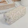 Bolsa de Maquillaje Grande de Tela con Estampado de Moño, Estuche Minimalista de Papelería, Estuche para Lápices