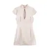 Comércio Exterior 2026 Verão Novo Estilo Europeu e Americano Moda Feminina Sexy Seda Cetim Texturizado Fenda Vestido 7812332
