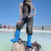 Cobre-sapatos impermeáveis e antiderrapantes de cano alto para o Lago de Sal Chaka em Qinghai, para uso repetido, adequados para viagens ao ar livre e fotografia no Noroeste.