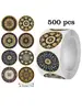 500 Adesivos Padrão Mandala Graffiti Adesivos em Rolo 1 polegada Redondo Lindo Vintage Persa Tradicional Arte Decorativa