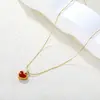 Collar de Corazón Rojo para Niñas, Colgante en Forma de Corazón con Goteo de Aceite, Joyería a Juego para Fiestas, Elegante Retro, Cadena para Clavícula de Lujo Accesible para Mujeres
