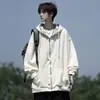 Chaqueta con Capucha Juvenil de Primavera y Otoño Tendencia Nuevo Cárdigan Dopamina con Parches de Cuadros Abrigo Holgado Reversible