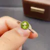Anillo de Peridoto Natural Transfronterizo Accesorios para Mujer Nicho Alta Gama Joyería de Plata 925 6*6 Ventas Directas de Fábrica de Joyería