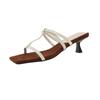 Pantuflas de Nicho Francés de Punta Cuadrada con Punta Abierta y Tacón Kitten para Mujer, Calzado Exterior de Verano Zapatos Romanos de Tacón Alto, Hermosas Sandalias de Aguja