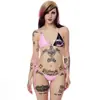 Bikini Sexy de Dos Piezas Estilo Chica Caliente Retro Y2K con Estampado Triangular, de Atar al Cuello, Usable por Ambos Lados