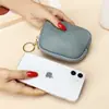 Cartera Pequeña de Cremallera Portátil Moda Femenina Linda Color Sólido Mini Bolso Pequeño Almacenamiento Llave Tarjeta de Identificación Moneda Monedero