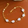 Pulsera hueca de oro antiguo de imitación de jade Hetian natural con trébol de la suerte, jardín de primavera con incrustaciones, pulsera de gota de agua de amor, joyería