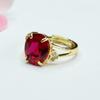Anillo Corazón de Rubí Cultivado Guan Yu Anillo de Corindón Rojo Moda para Mujer Venta al por Mayor Dropshipping S4012404