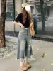 Shorts jeans cropped vintage rasgado plus size para mulheres baixinhas, novo estilo de verão, calça reta larga lavada solta