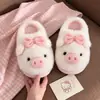 Zapatillas de Algodón Suaves y Lindas de Cerdo Pequeño Esenciales de Invierno Lindas Versátiles Cálidas Felpa Hogar Interior Zapatillas de Algodón para Mujer