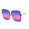 Nuevas gafas de sol de metal tipo caja para mujer con diamantes, montura grande, hermoso temperamento de estrella, gafas de sol de moda transfronterizas 3803