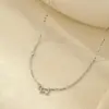 Collar de Perro Hueco de Plata de Ley 925 para Mujer, Estilo Coreano, Sencillo y Elegante, Colgante de Perro Mascota Lindo Incrustado con Diamantes, Cadena para Clavícula