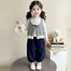 Conjunto de primavera e outono para meninas 2026 novo colete infantil estiloso e moderno para bebês meninas, perfeito para o início do outono, fica incrível