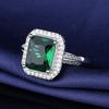 Joyería transfronteriza europea y americana de diamantes cuadrados, anillo de esmeralda de diamantes cuadrados para mujer, moda, temperamento, anillo súper brillante, venta al por mayor en vivo