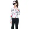 Lapela feminina de peito único casual flor de ameixa camisa de manga comprida elegante pele amigável respirável camisa multi-cor opcional