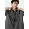 Camisa a Cuadros Azul Real Plisada Estilo Americano de Manga Corta para Hombres y Mujeres, Camiseta de Corte Limpio, Tres Dimensional, Corta, Ancha, con Cordón, Serie Miu