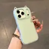 Funda de Teléfono de Color Sólido Orejas de Gato de Gel de Celebridad de Internet Dos en Uno Adecuada para Apple 17 Pro Max, 16/15, Súper Popular para Niñas, 14