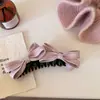 Pinza de Plátano Rosa Dulce y Versátil Estilo Girly con Doble Lazo Estéreo para Mujer 2025 Nuevo Pinza para Cola de Caballo Alta