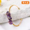 Pulsera de seda de piedra de cristal natural transfronteriza pulsera chapada en oro pulsera de mineral irregular de bobinado pulsera al por mayor