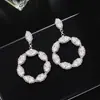 Pendientes Cruzados Japón-Corea Nuevos con Microincrustaciones de Zirconia, Pendientes de Cristal Redondo para Mujer, Dulces Accesorios para Orejas E725