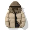 Jaqueta casual de algodão com capuz removível masculina para atividades ao ar livre à prova d'água cor contrastante acolchoada casaco de algodão estilo casal costurado veludo cotelê com capuz de algodão