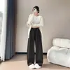 Calça pantalona relaxada estilo preguiçoso 2026 inverno nova cintura alta afina calça de moletom calça casual feminina plus veludo plus espessura