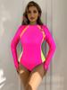 [Amazon Nuevo Surfer Mujer] Multicolor Manga Larga Espalda Cremallera Corta Hermoso Puntada Trasera Ajustado Traje de Baño para Snorkel