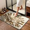 Tapete de Absorção de Água de Lama Diatomácea com Estampa de Borboleta e Flor Transfronteiriço Tapete de Chão de Secagem Rápida para Banheiro Vaso Sanitário Tapete para Pés de Porta de Entrada