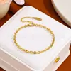 Pulseira de aço titânio transfronteiriça, corrente lisa versátil de ouro 18k, corrente O, corrente torcida, corrente lâmina, corrente de aço inoxidável, joias DIY