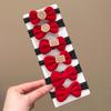 [Anillo de toalla con lazo] Cuerda para el cabello roja de Año Nuevo para niñas, anillo para el cabello con cola de caballo, tendón de goma, cuerda para la cabeza duradera
