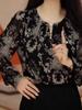 Camisa Base Sexy de Gasa para Mujer 2026 Verano Nuevo Estilo Ropa de Trabajo Adelgazante Profesional de Manga Corta Estampada A2878