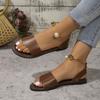 Sandalias Planas de Comercio Exterior Europeo y Americano con Hebilla para Mujer, Nuevas Chanclas Sencillas de Punta Abierta con Hebilla Metálica de Perla